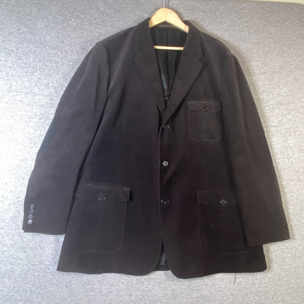 Tasso Elba Mens Corduroy Chore Jacket 50L Brown Elbow Patch Blazer Coat